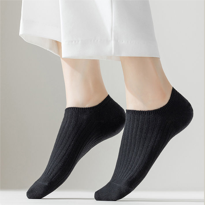 Spring and summer thin solid color Japanese double-needle invisible socks