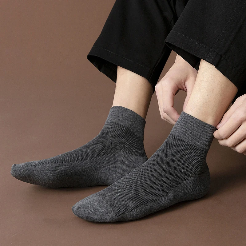 Men's Summer Boat Socks Solid Color Cotton Socks